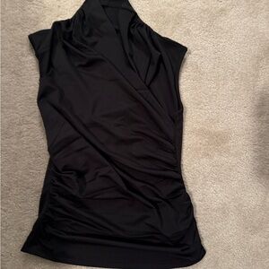 NWT COMMENSE cross neck ruched tank top